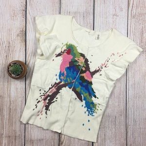 [Sleeping On Snow] Embroidered Bird Top Sz Small